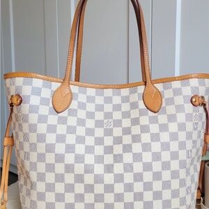 Louis Vuitton Checkered Shoulder Bag with Tan Accents